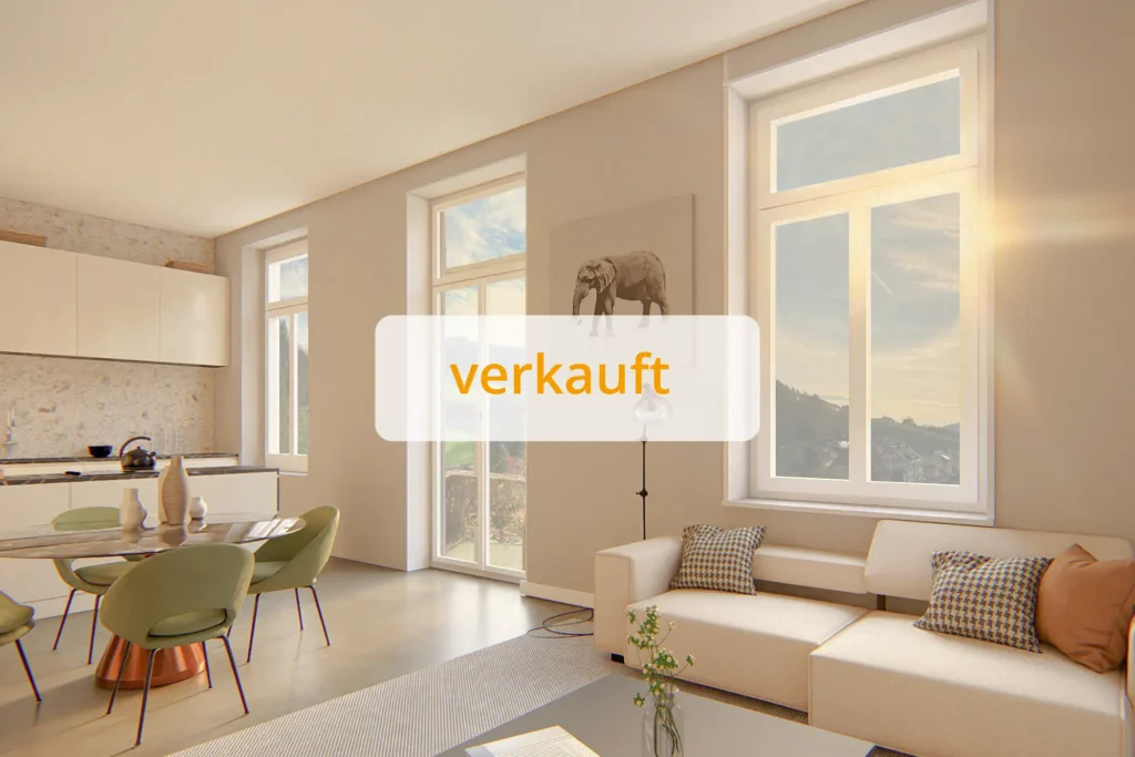 Wohnung 15 ist verkauft. Bild von Wohnung 15 mit einem Verkaufsschild.